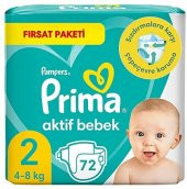 Prima Bebek Bezi Aktif Bebek 2 Beden 72 Adet Fırsat Paketi - 1
