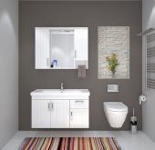 DENKO Lotus 100 cm MDF Lake Banyo Dolabı Takımı - 1