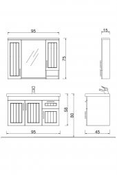 Denko Lotus 100 cm MDF Üzeri Lake Banyo Takımı ve Boy Dolabı - 2