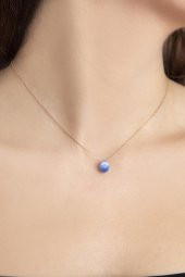 Faset Kesim Mavi Kolye 925 Ayar Gümüş Kolye - 1