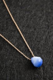 Faset Kesim Mavi Kolye 925 Ayar Gümüş Kolye - 3