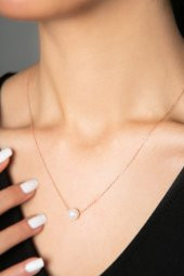 Kadın İnci Model 925 Ayar Gümüş Kolye - 1