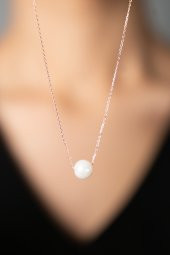 Kadın İnci Model 925 Ayar Gümüş Kolye - 8