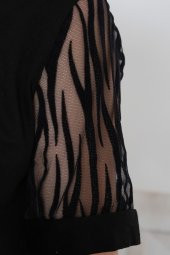 Kolu Tül Detaylı Bluz Siyah - 9832.139. - 2