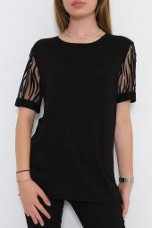 Kolu Tül Detaylı Bluz Siyah - 9832.139. - 4
