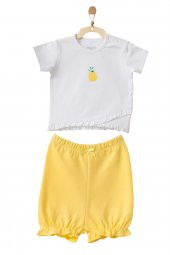 Andywawa Kız Bebek Ananas Desenli Alt Üst Sarı Şort Takım AC21633R - 1