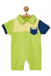 Andywawa Erkek Bebek Polo Yaka Cep Detaylı Yeşil Tulum AC22528 - 1