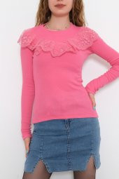 Önü Tüllü Body Pembe - 10054.1187. - 1