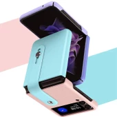 Samsung Galaxy Z Flip 4 Katlanır 2 Renkli Parmak Tutuculu Deri+Silikon Kılıf - 10