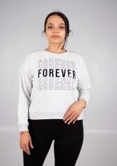 Truva Xxl Büyük Beden Kadın Sırt Tül Sweat Gri Swt019 - 1