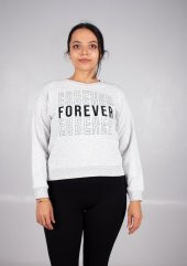 Truva Xxl Büyük Beden Kadın Sırt Tül Sweat Gri Swt019 - 4