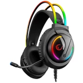 RAMPAGE RM-K17 X-MONARCH SİYAH USB 7.1 RGB HEADBAND GAMING MİKROFONLU OYUNCU KULAKLIĞI - 1