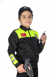 Trafik Polisi Kostümü Çocuk Üniforması Sarı - 4