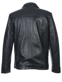 Punto Dikişli Klasik Spor Erkek Deri Mont Siyah Renk - 6