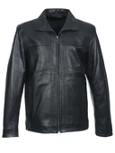 Punto Dikişli Klasik Spor Erkek Deri Mont Siyah Renk - 1