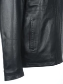 Punto Dikişli Klasik Spor Erkek Deri Mont Siyah Renk - 3