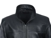 Punto Dikişli Klasik Spor Erkek Deri Mont Siyah Renk - 8