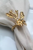 6 Adet Gold Japon Gülü Modern Metal Peçete Halkası - 3