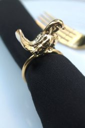 6 Adet Gold Kuş Figürlü Modern Metal Peçete Halkası thumbnail 9