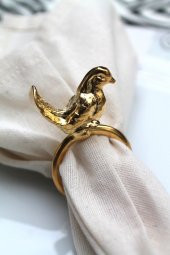 6 Adet Gold Kuş Figürlü Modern Metal Peçete Halkası thumbnail 11