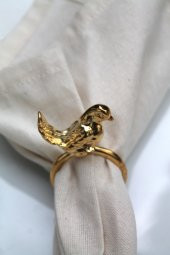 6 Adet Gold Kuş Figürlü Modern Metal Peçete Halkası thumbnail 12