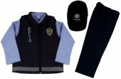 Unisex Çocuk Mavi Yelekli Gömlekli Polis Kostümü Yelekli Polis Kıyafeti Üniforması - 8