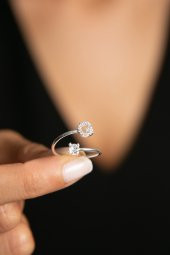 Kadın G Harf 925 Ayar Gümüş Yüzük - 3