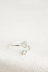 Kadın G Harf 925 Ayar Gümüş Yüzük - 4