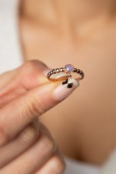 Kadın Kalp Detaylı Taşlı Ayarlanabilir 925 Ayar Gümüş Yüzük - 4