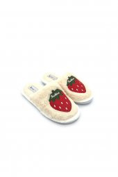 Shoemio Strawberry Krem Kadın Ev Terliği - 1