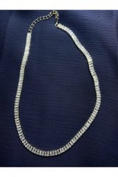 Baget Taşlı Silver Su Yolu Choker Kolye - 2