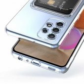 Samsung Galaxy A73 Kılıf Kartlıklı Şeffaf Card Holder Clear Silikon Kapak - 4