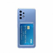 Samsung Galaxy A73 Kılıf Kartlıklı Şeffaf Card Holder Clear Silikon Kapak - 1