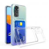 Xiaomi Redmi Note 11 Pro 5G Kılıf Kartlıklı Şeffaf Card Holder Clear Silikon Kapak - 1