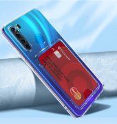 Xiaomi Redmi Note 8 Kılıf Kartlıklı Şeffaf Card Holder Clear Silikon Kapak - 3