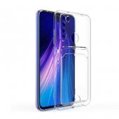 Xiaomi Redmi Note 8 Kılıf Kartlıklı Şeffaf Card Holder Clear Silikon Kapak - 5