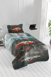 Adrenaline Genç ve Çocuk Baskılı Tek Kişilik Yatak Örtüsü Kırmızı thumbnail 3