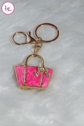 Üç Boyutlu Fiyonklu Çanta Figürlü Anahtarlık Pembe - 3