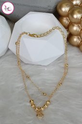 Çelik İki Sıra Kararmaz Sonsuzluk Figürlü Gold Halhal 26 cm - 2