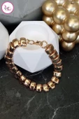 Çelik Tek Sıra Üç Boyutlu Gold Halhal 22 cm - 3