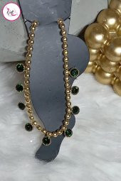 Çelik Tek Sıra Renkli Yuvarlak Taşlı Gold Halhal - 12