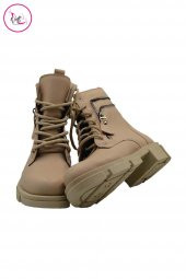 Kadın Fermuar Aksesuarlı Bağcıklı Bot - 3