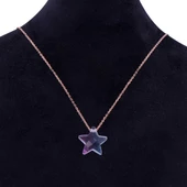 Pembe Renk Geçişli Yıldızlı 925 Ayar Kadın Gümüş Kolye - 2