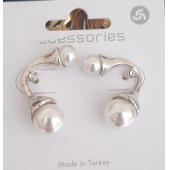 Gümüş İki Uçlu İnci Küpe - 1