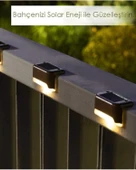 4 Adet Köşebent Merdiven Veranda Solar Güneş Enerjili Bahçe Led Lamba Dekor Bahçe Aydınlatma - 4