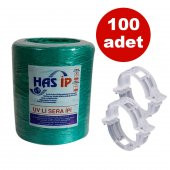 HAS SERA İPİ VE ORİJİNAL BİTKİ KLİPSİ FİDE BAĞLAMA İPİ 100 ADET HER BİTKİYLE UYUMLU ŞEFFAF BİTKİ KLİPSİ - 1
