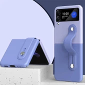 Samsung Galaxy Z Flip 3 Katlanır 2 Renkli Parmak Tutuculu Deri+Silikon Kılıf - 3