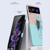 Samsung Galaxy Z Flip 3 Katlanır 2 Renkli Parmak Tutuculu Deri+Silikon Kılıf - 7