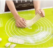 Büyük Boy Silikon Hamur Açma Matı 50x40 Cm Hamur Ölçekli Yeşil - 2