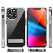 iPhone 13 Pro Max Kılıf Standlı Şeffaf Silikon Zore L-Stand Kılıf thumbnail 1